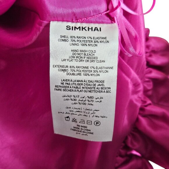 Jonathan Simkhai Kenny Magenta Pink Bubble Hem Knit‎ Taffeta Mini Dress Size M - Picture 9 of 12